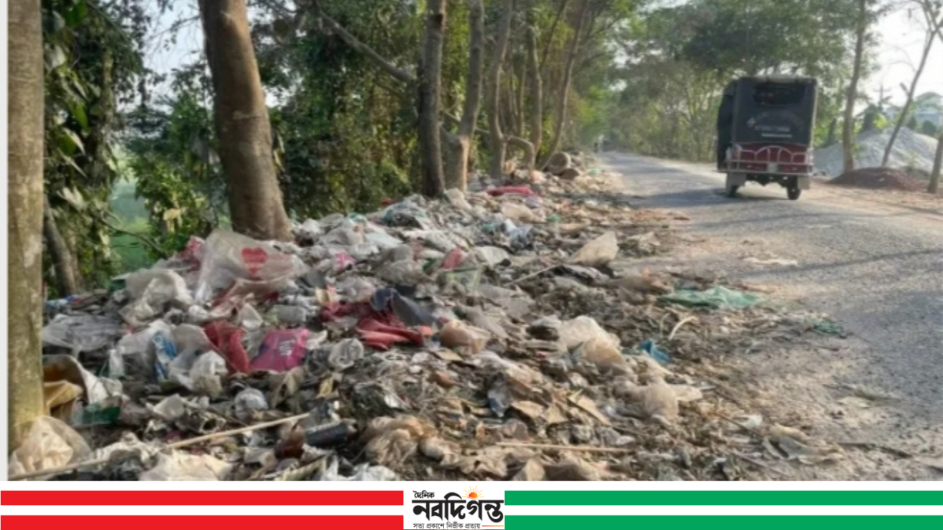 সৌন্দর্য হারিয়ে ময়লার পাহাড়ে পরিণত হচ্ছে সালথার বাইপাস সড়ক