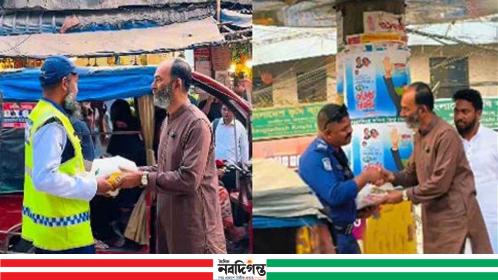 ময়মনসিংহে এম এ হান্নান খানের উদ্যোগে ট্রাফিক পুলিশের মধ্যে ইফতার বিতরণ
