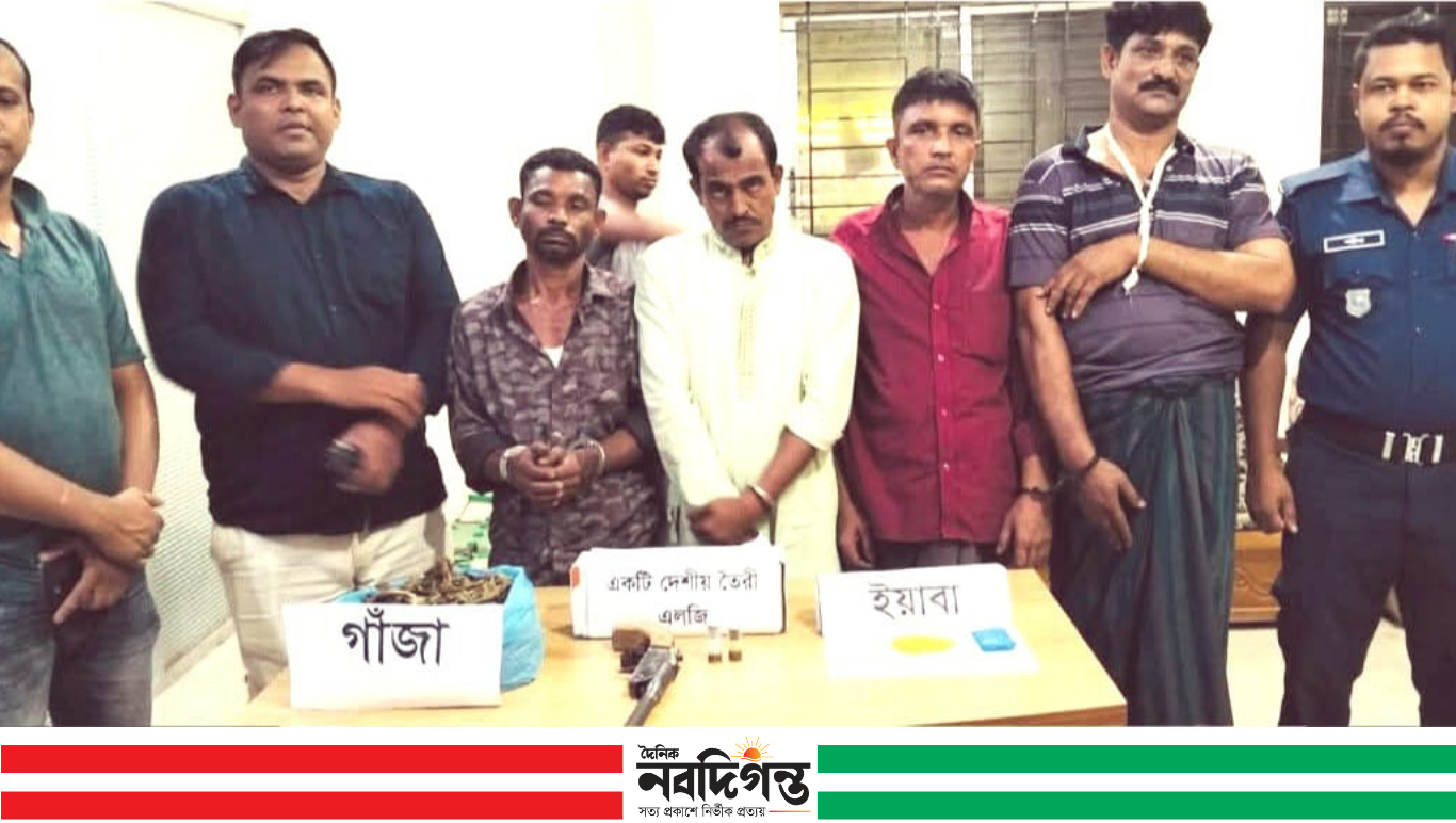 কোম্পানীগঞ্জে পুলিশের অভিযানে অস্ত্র, ইয়াবা ও গাঁজা উদ্ধার, আটক ৬