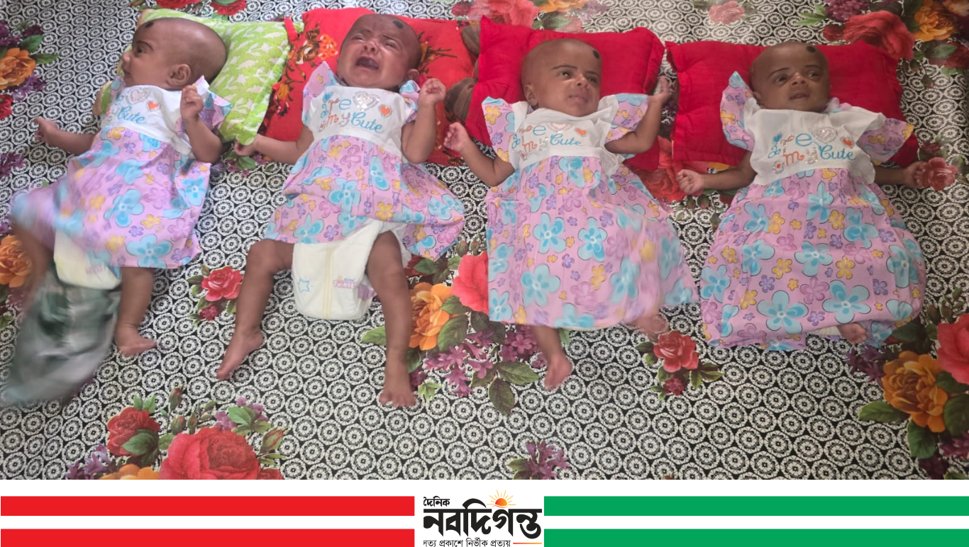 চার নবজাতকের জন্মে সংকটে দরিদ্র পরিবার, দুধের খরচেই বিপর্যস্ত জীবন