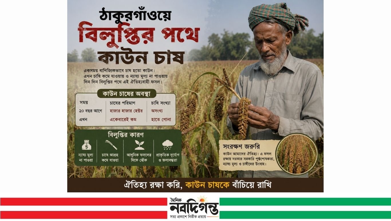 ঠাকুরগাঁওয়ে বিলুপ্তির পথে ঐতিহ্যবাহী কাউন চাষ