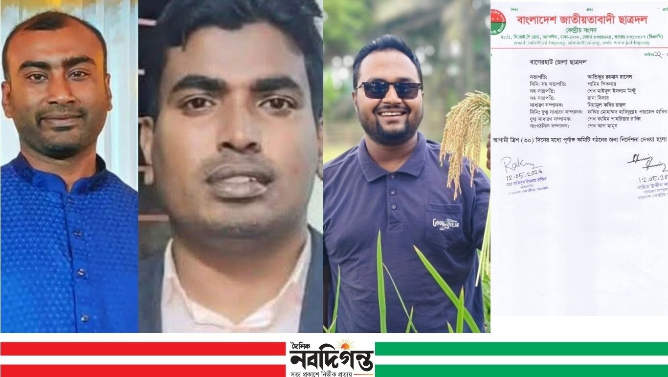 বাগেরহাট জেলা ছাত্রদলের নতুন নেতৃত্বে রাসেল, রাহুল ও মামুন