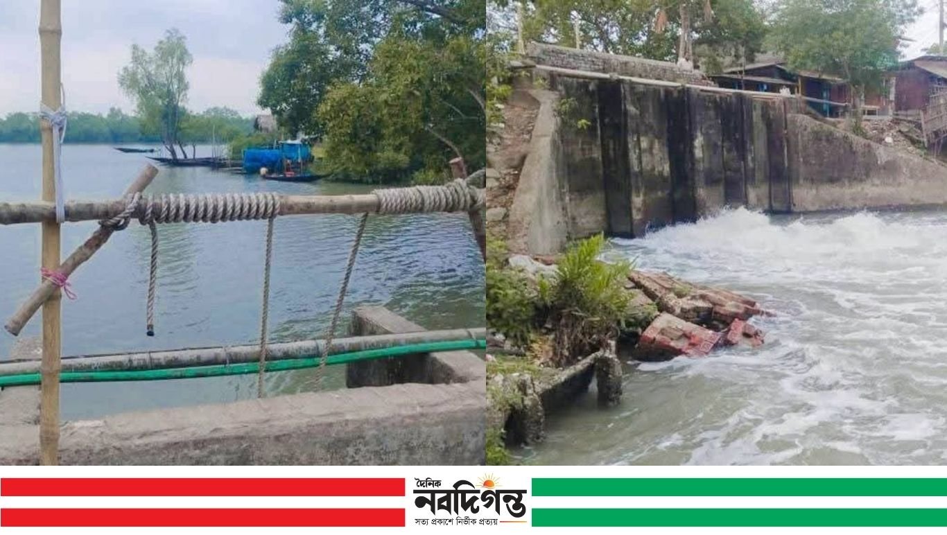 হরিনগরে ধ্বংসাত্মক কার্যকলাপে ঝুঁকিতে স্লুইজ গেট বিস্তীর্ণ এলাকা লবণাক্ত পানিতে প্লাবিত হওয়ার আশঙ্কা