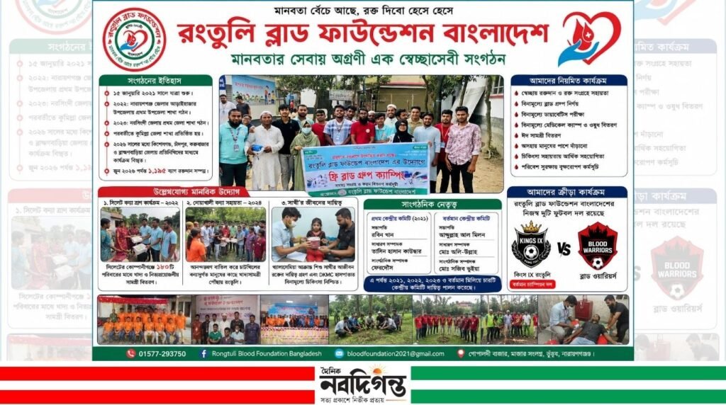 রংতুলি ব্লাড ফাউন্ডেশন বাংলাদেশ: মানবসেবায় অগ্রণী এক স্বেচ্ছাসেবী সংগঠন
