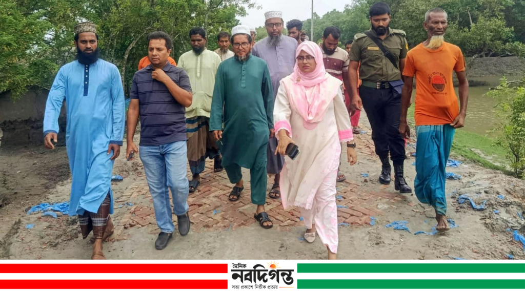 শ্যামনগরে নির্মাণাধীন সড়কে অনিয়মের অভিযোগ, ইউএনও-পিআইওর যৌথ পরিদর্শন