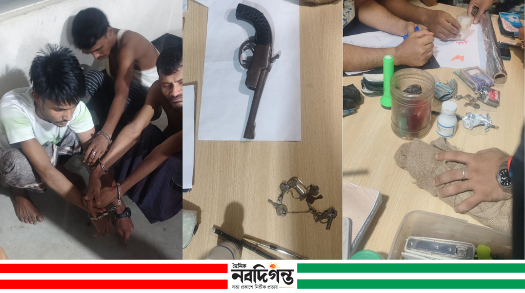 টেকনাফের রোহিঙ্গা ক্যাম্পে এপিবিএনের অভিযান, অস্ত্র-ইয়াবা ও নগদ টাকাসহ আটক ৩