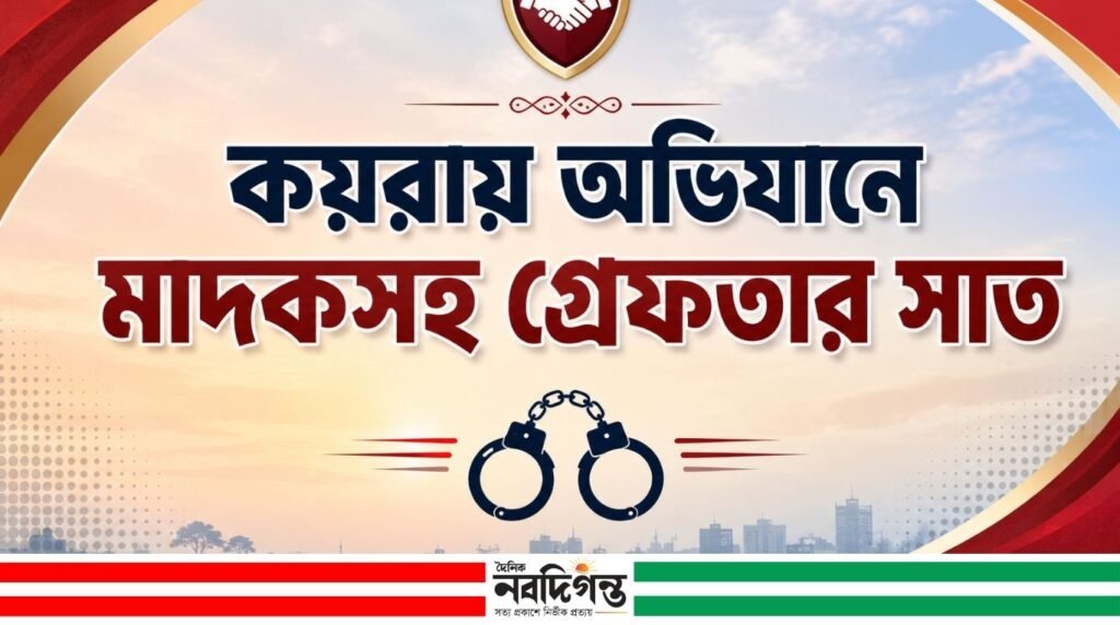 কয়রায় মাদকসহ সাজাপ্রাপ্ত আসামিসহ ৭ জন গ্রেফতার