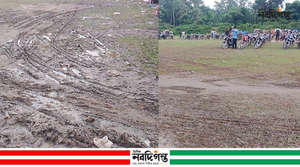 ঘুকশী বিলের ফুটবল মাঠে পর্যটকদের গাড়ি, নষ্ট হচ্ছে খেলার পরিবেশ