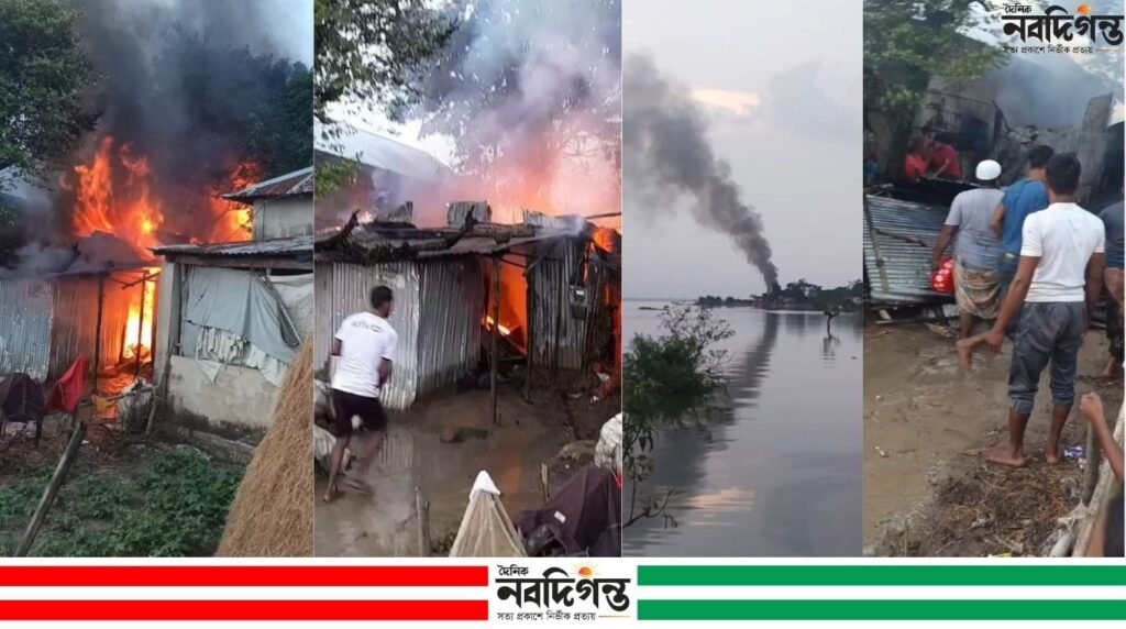 সুনামগঞ্জের জামালগঞ্জের রাধানগর গ্রামে অগ্নিকান্ডে একটি বসতঘর পুড়ে ছাই