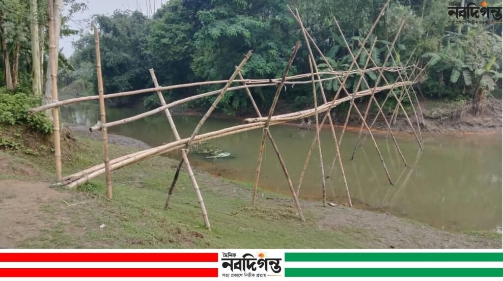 স্বাধীনতার ৫৫ বছরেও হয়নি সেতু, বাঁশের সাঁকোয় ঝুঁকিপূর্ণ পারাপার পাথরডুবির মানুষের
